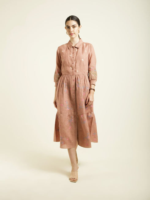 Celeste almond gathered dress