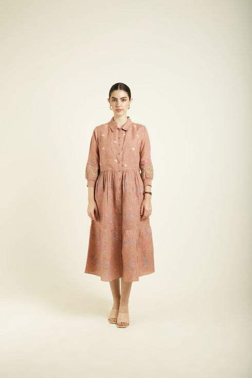 Celeste almond gathered dress