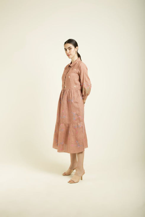 Celeste almond gathered dress