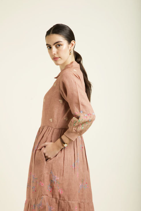 Celeste almond gathered dress