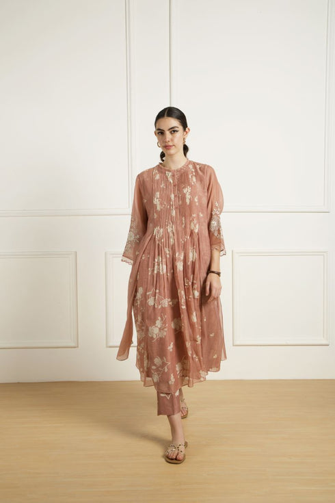 Celeste almond pleated tunic set