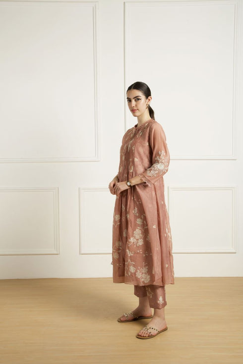 Celeste almond pleated tunic set