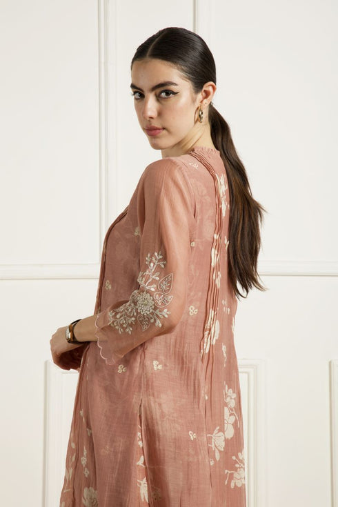 Celeste almond pleated tunic set