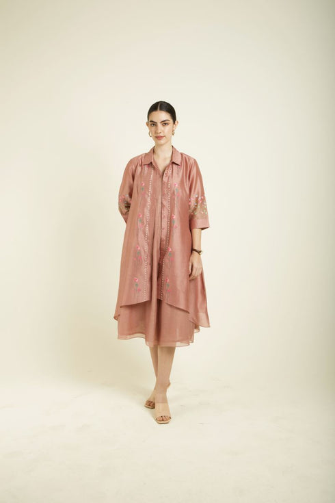 Celeste almond through on jacket with plain dress