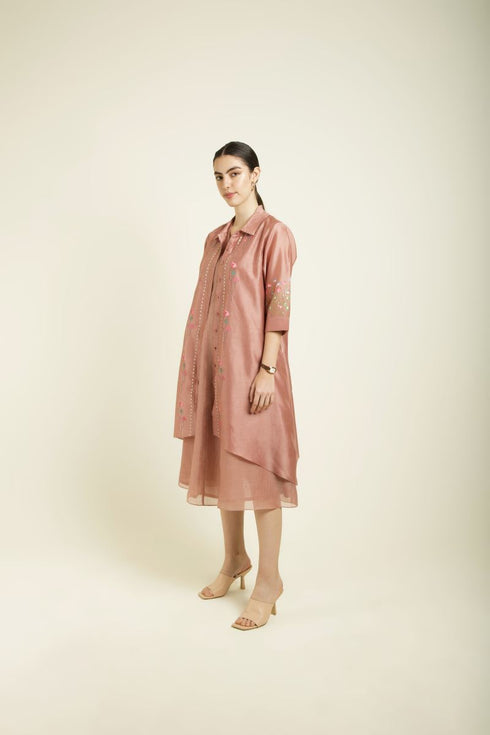 Celeste almond through on jacket with plain dress