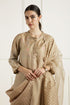 Celeste beige double layer dori embroidered tunic set