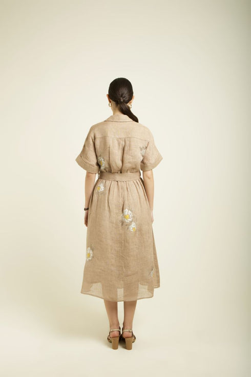 Celeste beige drop shoulder dress