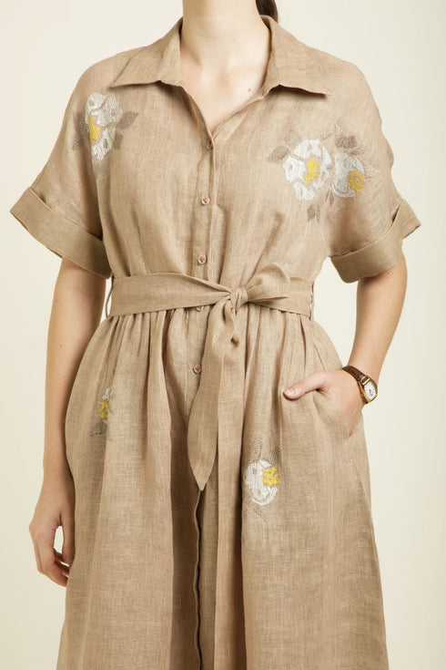 Celeste beige drop shoulder dress