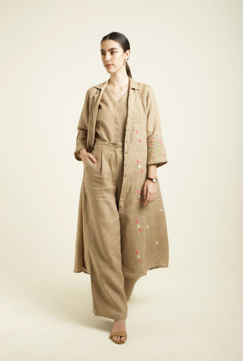 Celeste beige jacket with pants and top