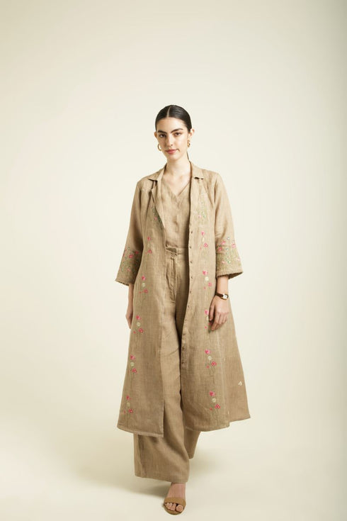 Celeste beige jacket with pants and top