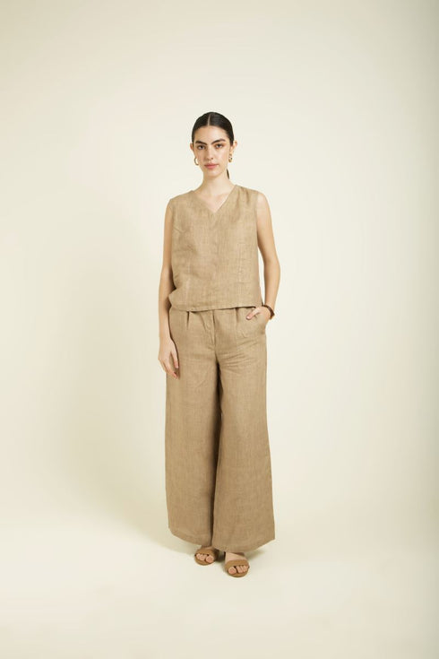 Celeste beige jacket with pants and top