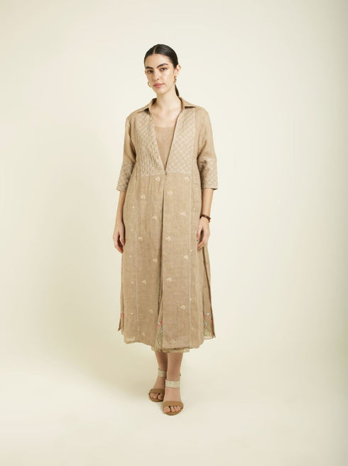 Celeste beige jacket with tier dress