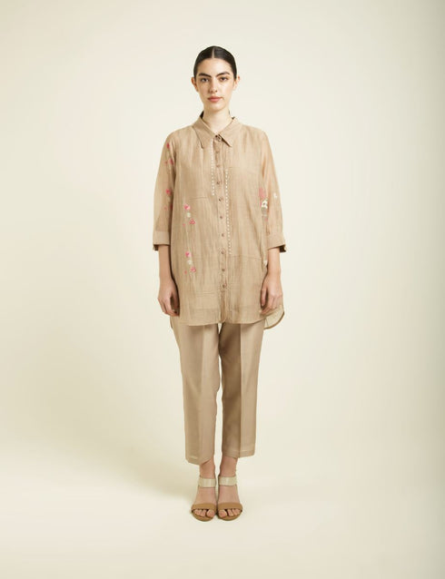 Celeste beige shirt with straight pants