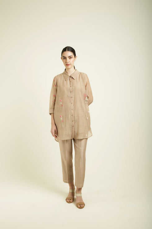 Celeste beige shirt with straight pants