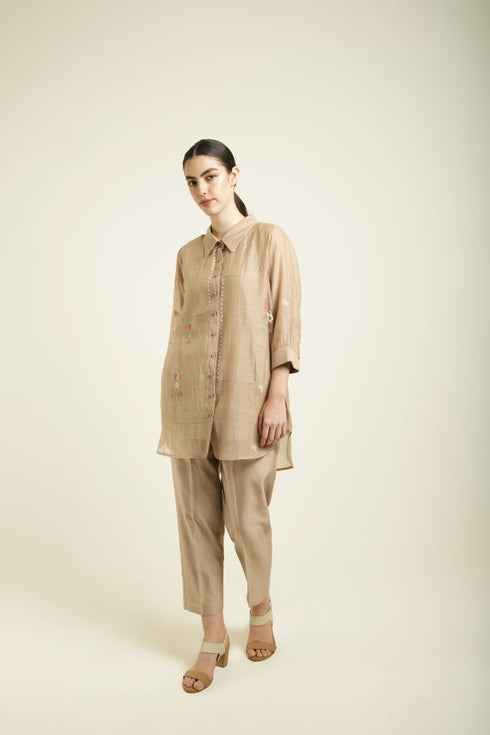 Celeste beige shirt with straight pants