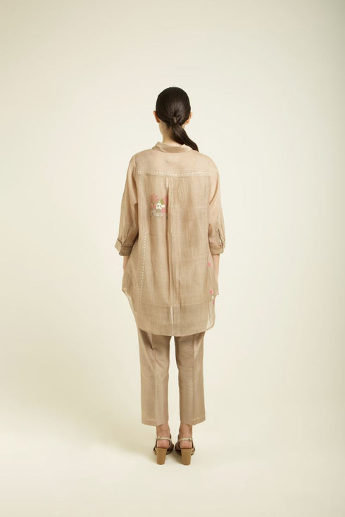 Celeste beige shirt with straight pants