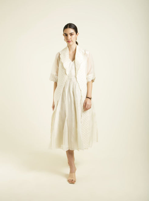 Celeste ivory organza jacket with strap dress