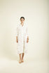 Celeste ivory side gathered shirt dress