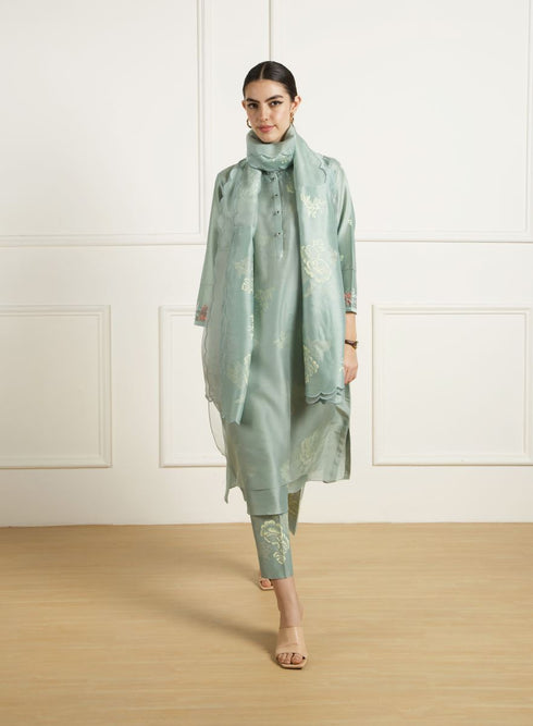 Celeste mint double layer tunic set