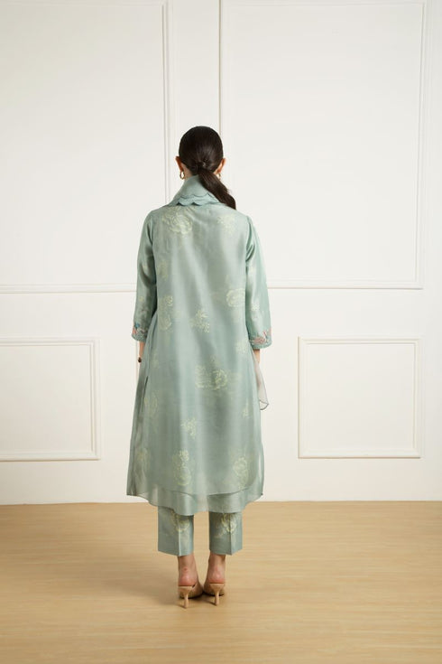 Celeste mint double layer tunic set