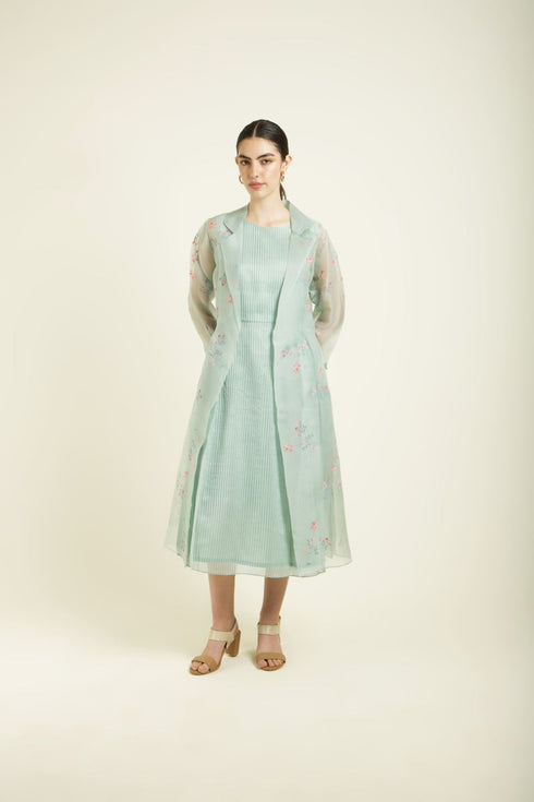 Celeste mint jacket with plain dress