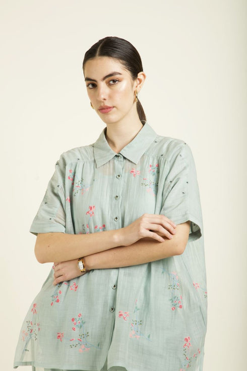 Celeste mint kaftan shirt with pants
