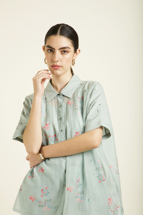 Celeste mint kaftan shirt with pants