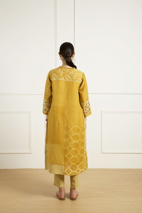 Celeste ochre double layer tunic set