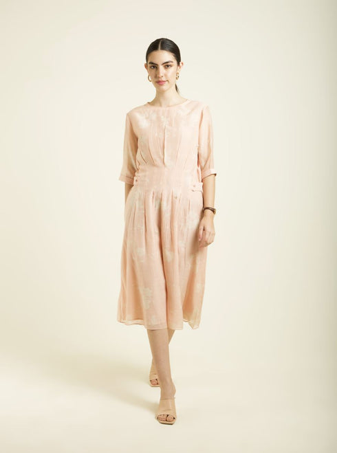 Celeste old rose bon pleated dress