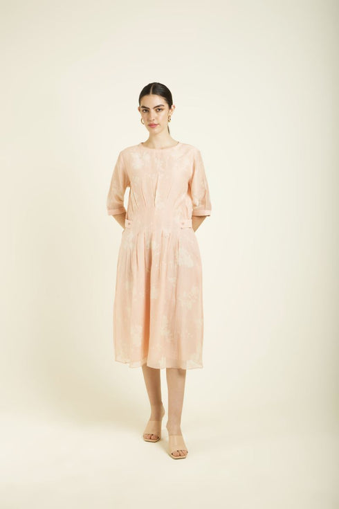 Celeste old rose bon pleated dress