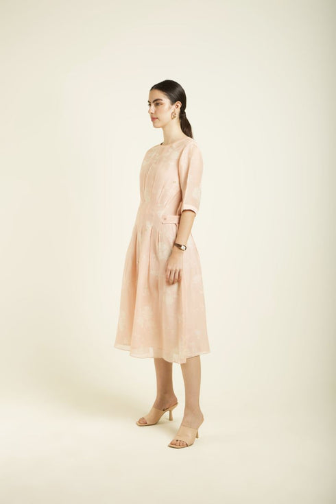 Celeste old rose bon pleated dress