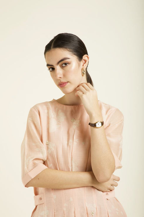 Celeste old rose bon pleated dress