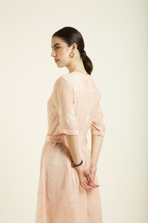 Celeste old rose bon pleated dress