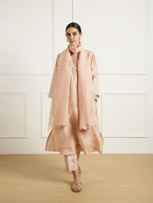 Celeste old rose double layer tunic set