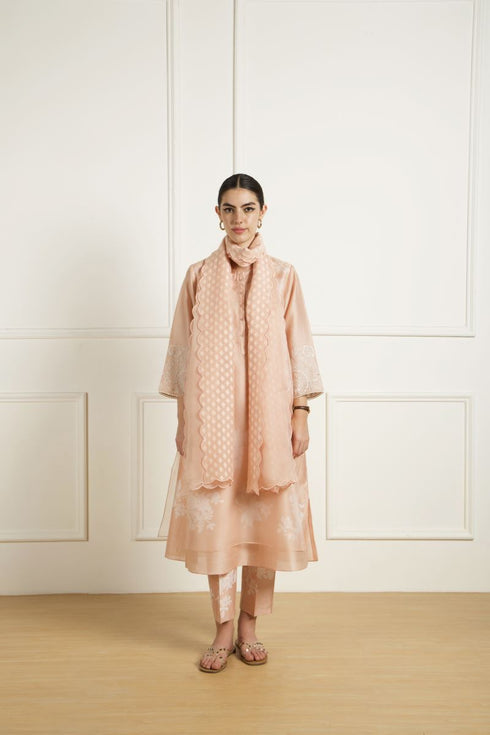 Celeste old rose double layer tunic set