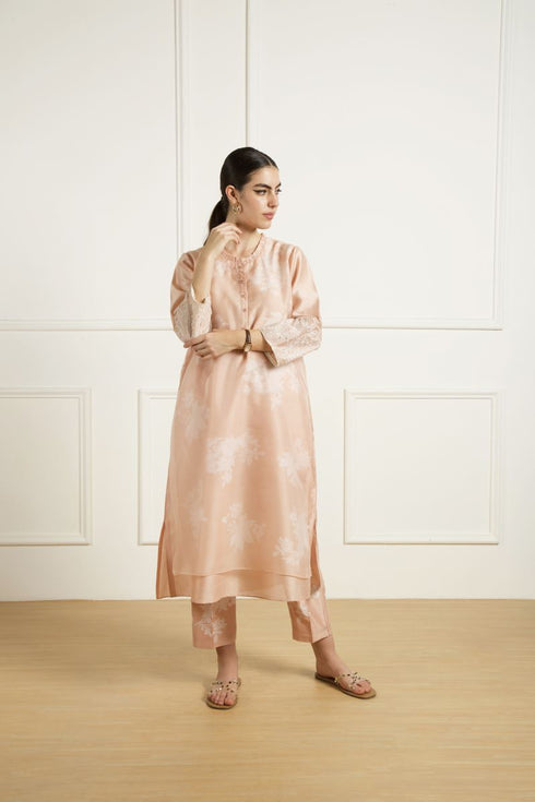Celeste old rose double layer tunic set