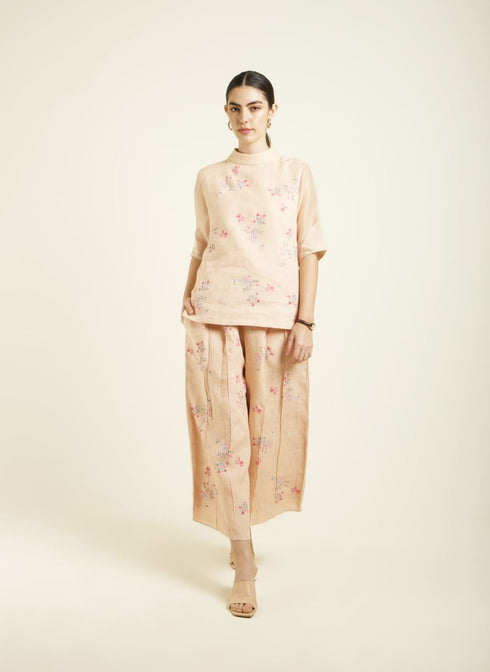 Celeste old rose top with culotte pants
