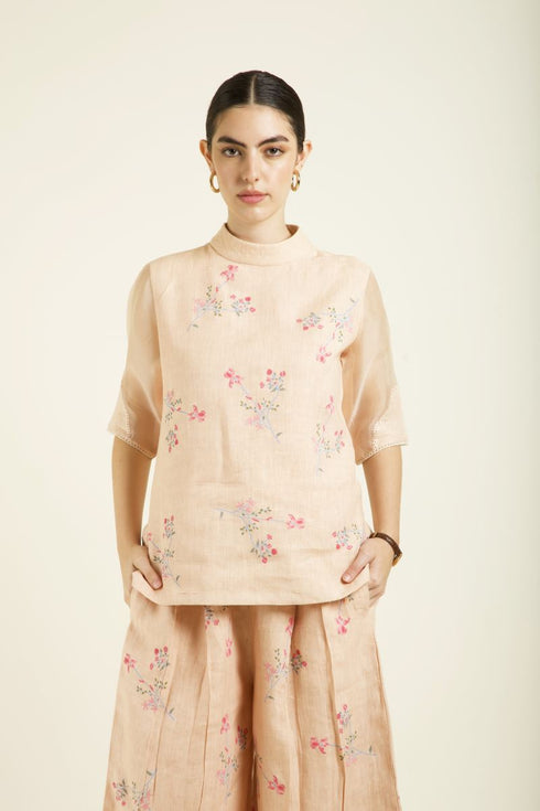 Celeste old rose top with culotte pants