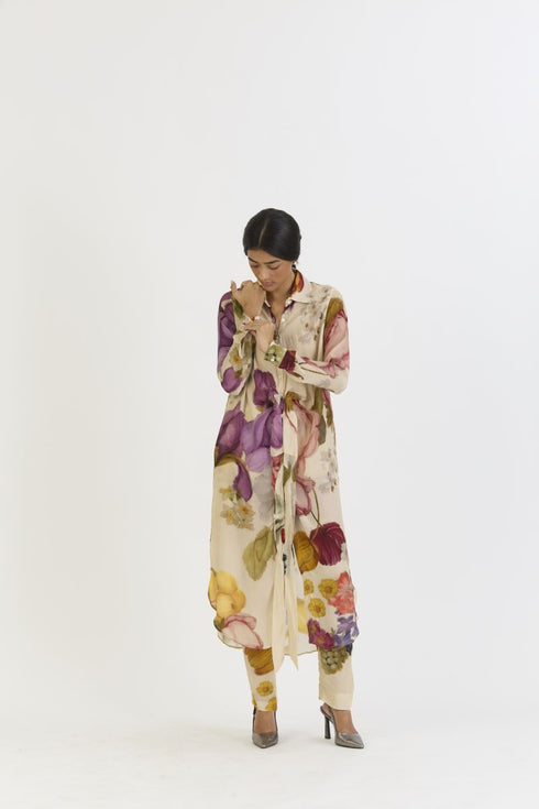 Cherimoya off-white wrap kurta set
