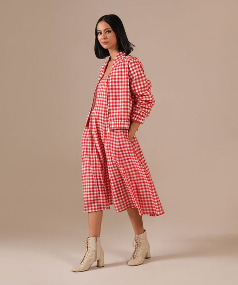 Cherry luster dress with jacket