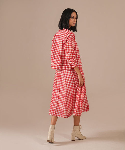 Cherry luster dress with jacket