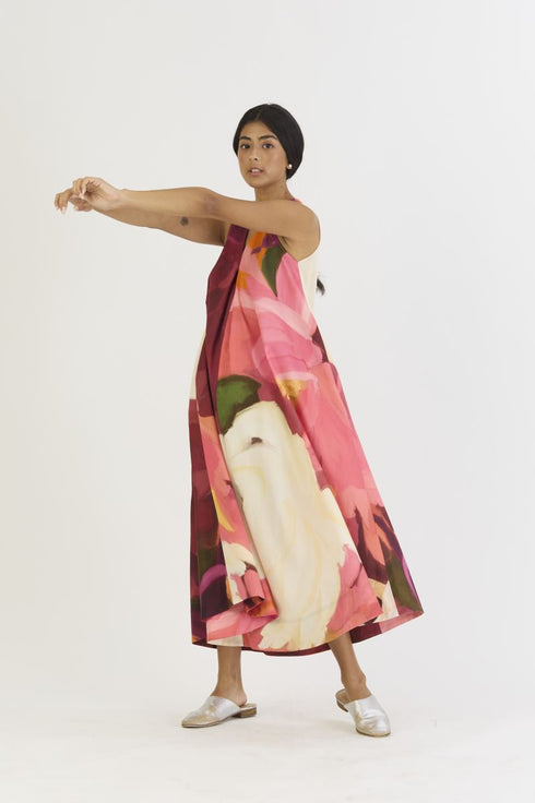 Cherry multicolor V neckline dress