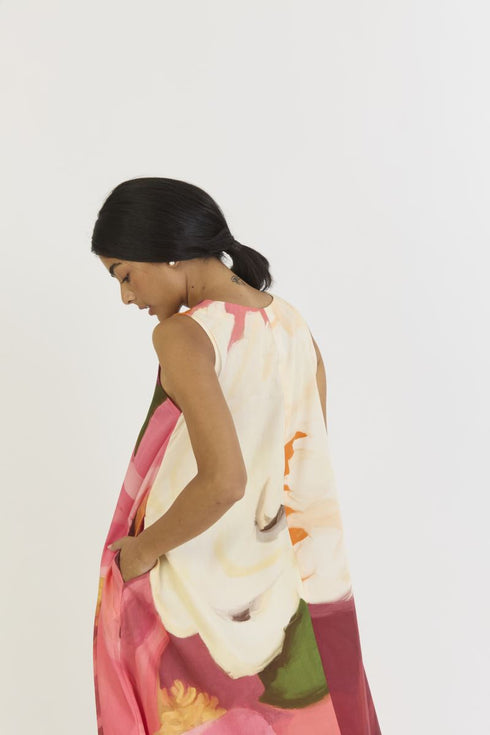 Cherry multicolor V neckline dress