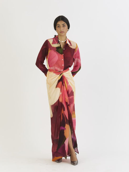 Cherry multicolor shirt and skirt set