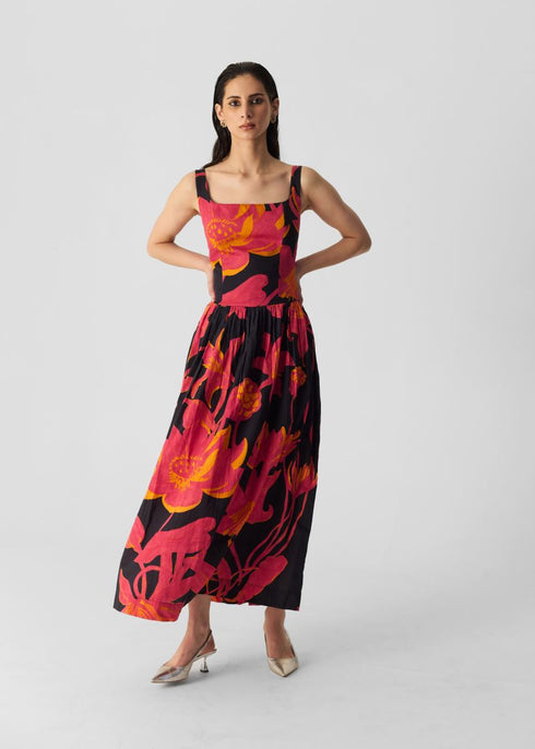 Chin chin black and pink lian dress