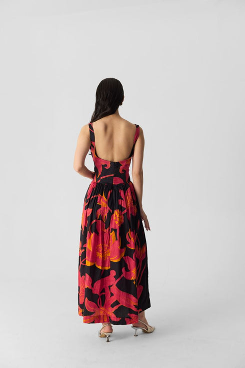 Chin chin black and pink lian dress