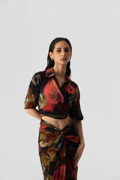 Chin chin furong tie up top and skirt set