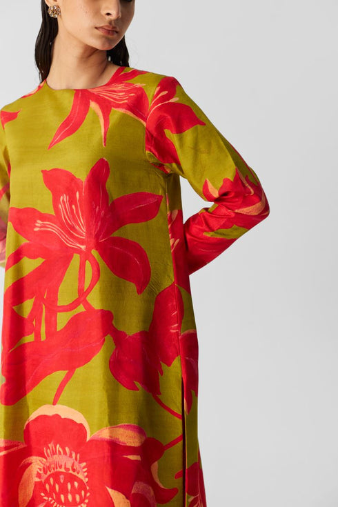 Chin chin lian lime and pink long kurta set