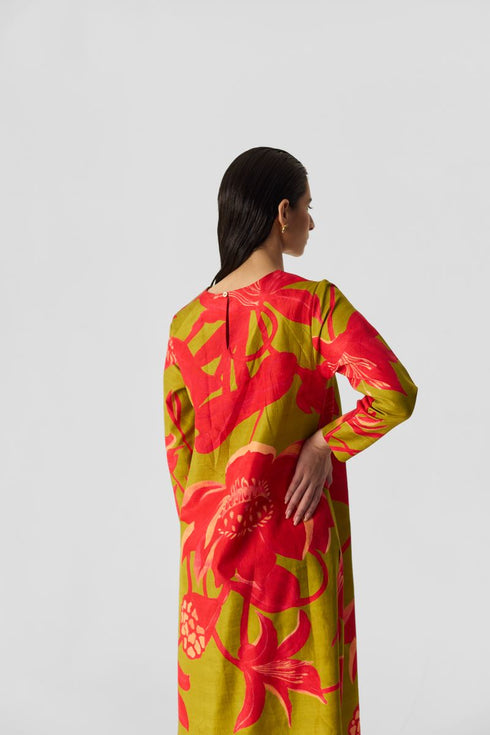 Chin chin lian lime and pink long kurta set