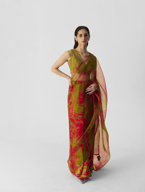 Chin chin lian lime and pink sari